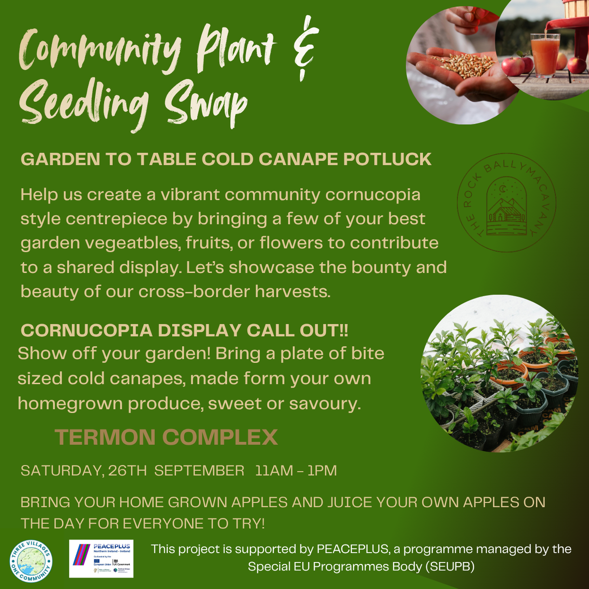 Community Plant & Seed Swap: Saturday, 26th September, The Termon, 11am - 1pm. Registration essential!
