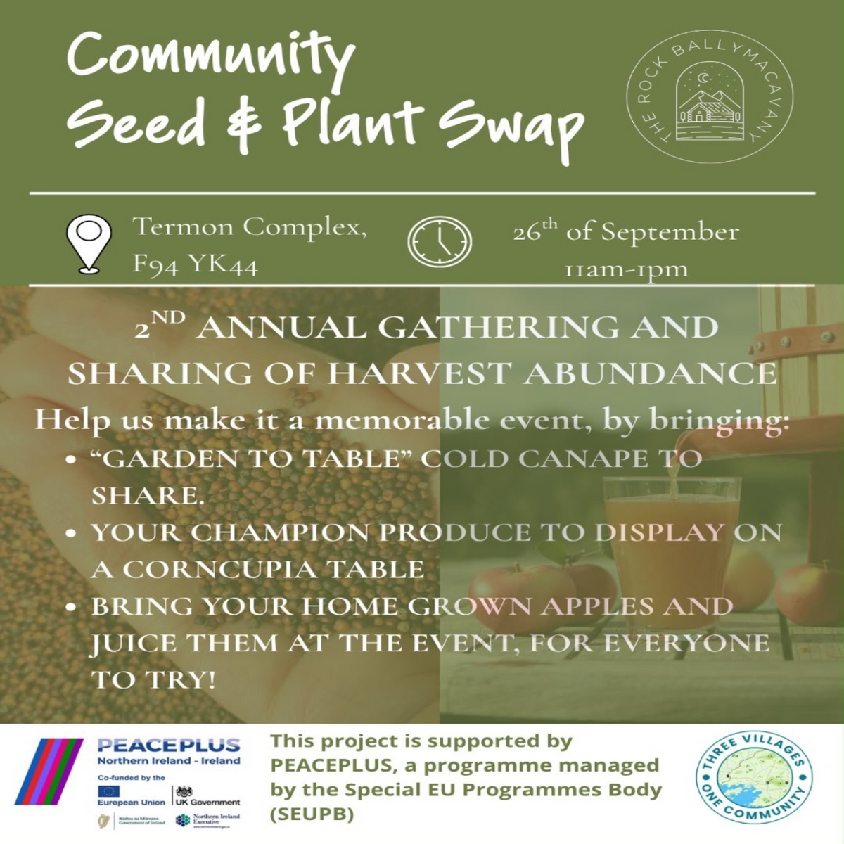 Community Plant & Seed Swap: Saturday, 26th September, The Termon, 11am - 1pm. Registration essential!